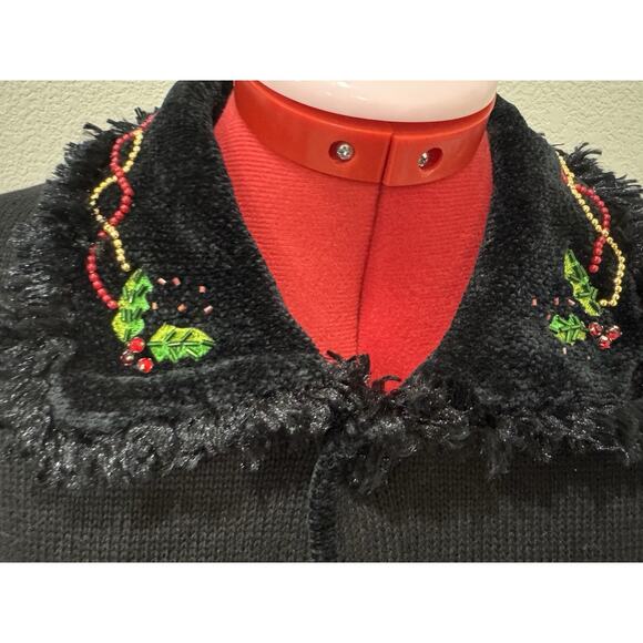 Vtg Berek 2 By Takako Sakon Cardigan Christmas Poinsettia Cabincore Sweater - Picture 7 of 15